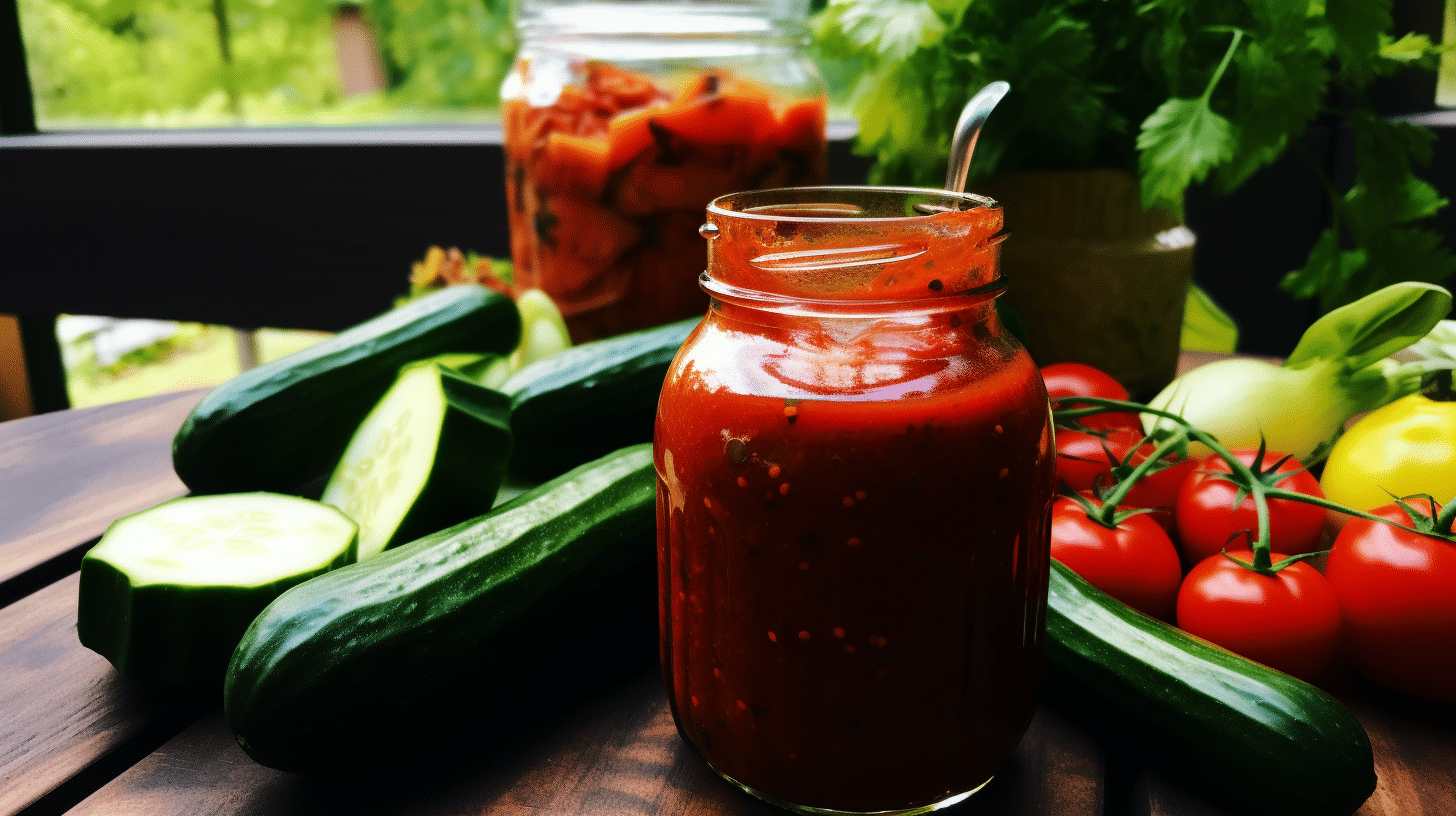 składniki na ketchup z cukinii duża miska z pokrojoną cukinią cebulą i czosnkiem wymieszanymi razem